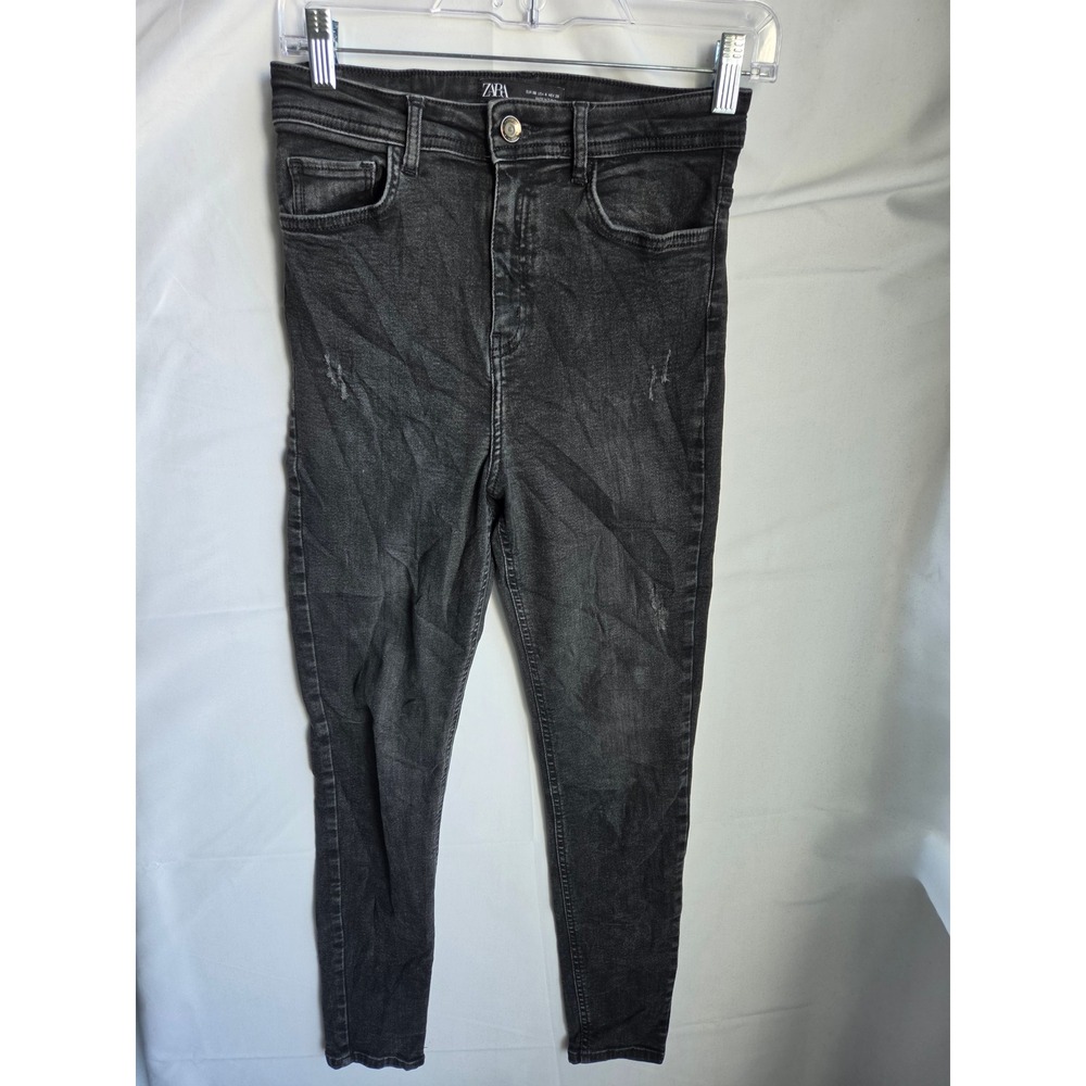 Zara Skinny Jeans Womens  Black Faded Skinny High Rise Tapered
